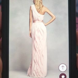 Vera Wang Long One-Shoulder Dress with Ruffles